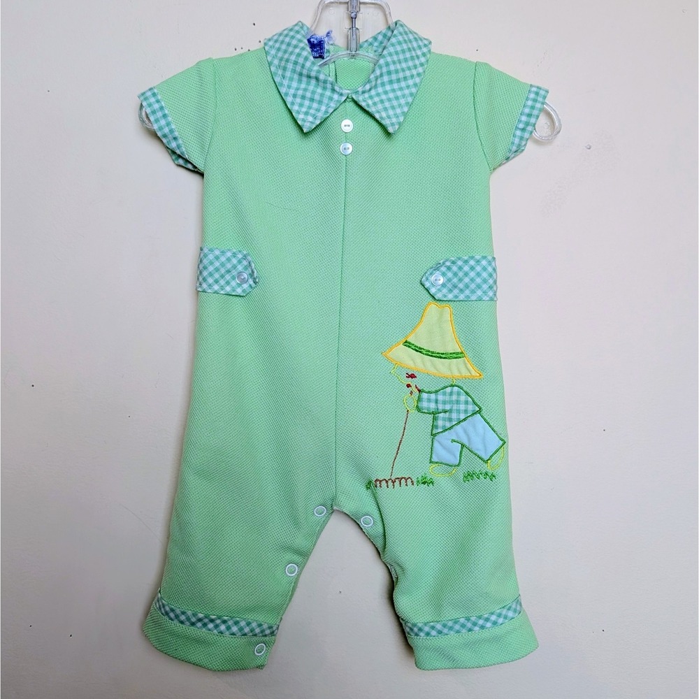 Vintage Mini Togs Farmer 70s Striped Jumpsuit Jumper Infant Baby